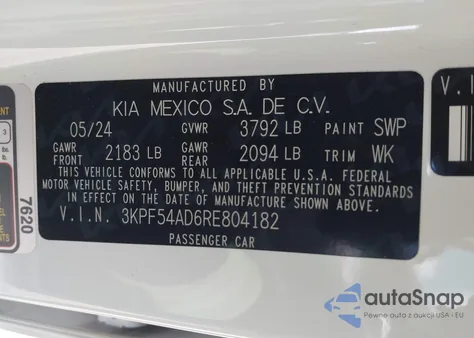 2024 Kia Forte Gt-Line из США, поврежденный, VIN 3KPF54AD6RE804182